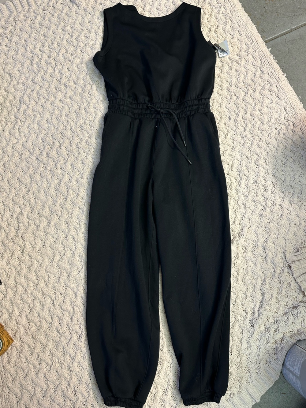 Classic Black Sleeveless Jumpsuit with Elastic Waist